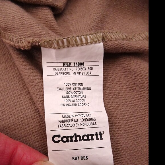 Carhartt K87 Short Sleeve Workwear Pocket T-shirt XL Desert Tan 2007 Heavyweight - Picture 3 of 7
